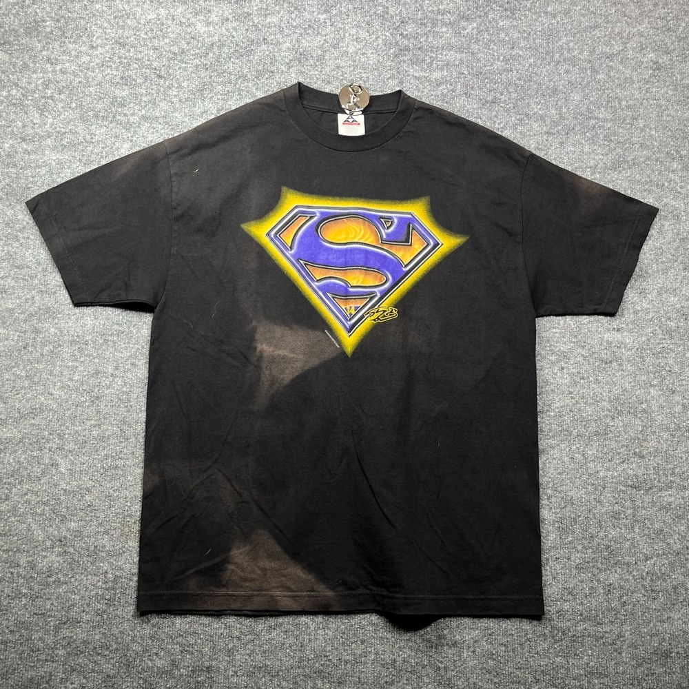 Shaquille O'Neal Superman Logo Alstyle Apparel T-Shirt Men's XL Black Casual Tee